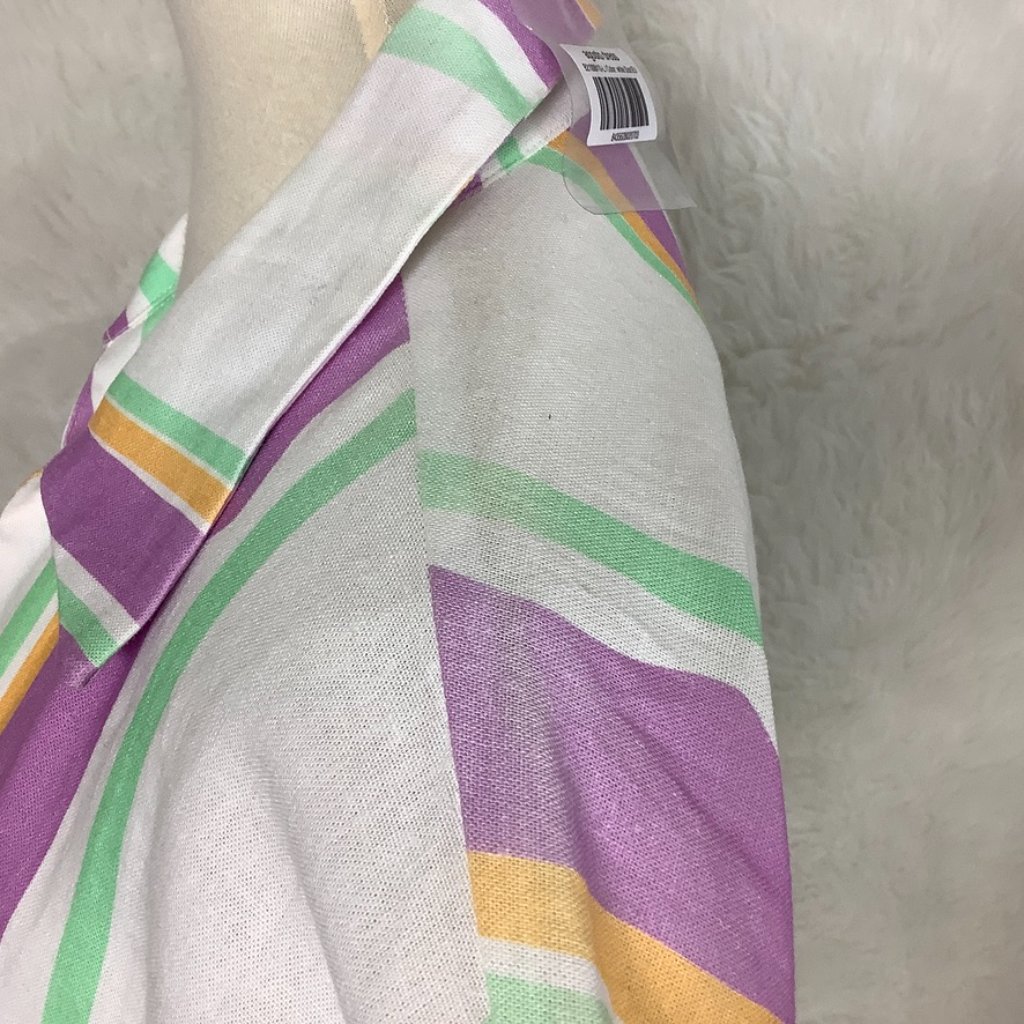 Laagam White, Yellow, Green, Purple Stripe Agosto Linen Blend Dress Nwt Flawed L — image 3 of 8